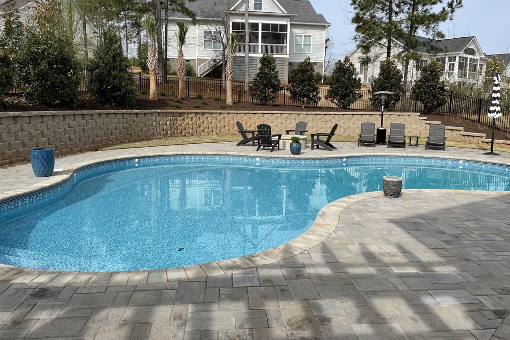 Custom hardscaping for inground pool. Chapin SC