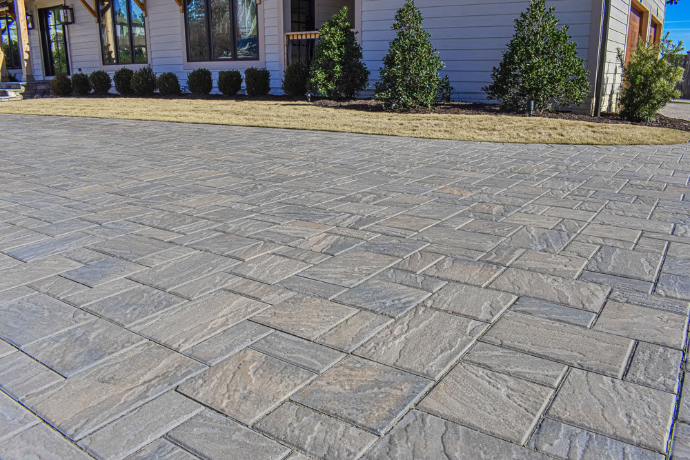 Stamped cement driveway